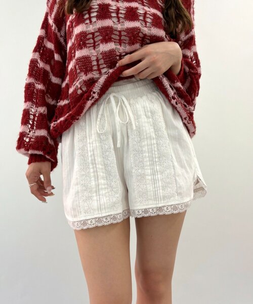w closet(ダブルクローゼット)の「コットンレースショートパンツ(その他パンツ・レディース・ブラック/オフホワイト・FREE)」の1枚目の写真