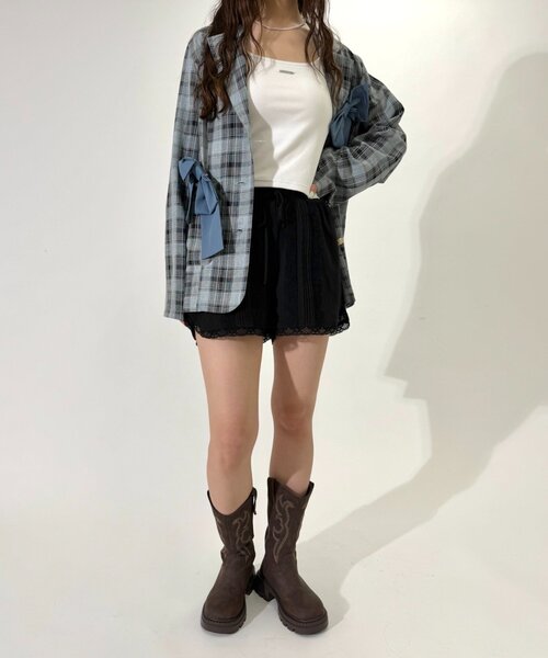 w closet(ダブルクローゼット)の「コットンレースショートパンツ(その他パンツ・レディース・ブラック/オフホワイト・FREE)」の9枚目の写真