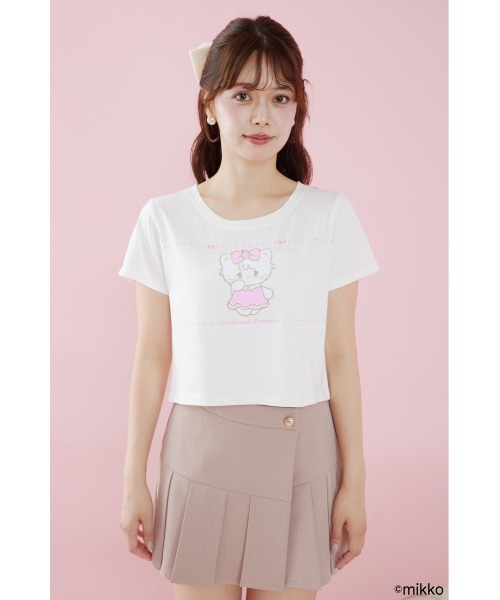 rienda(リエンダ)の「Lil ala mode Tシャツ 夏服 秋服(Tシャツ/カットソー・レディース・ホワイト/ピンク・FREE)」の3枚目の写真