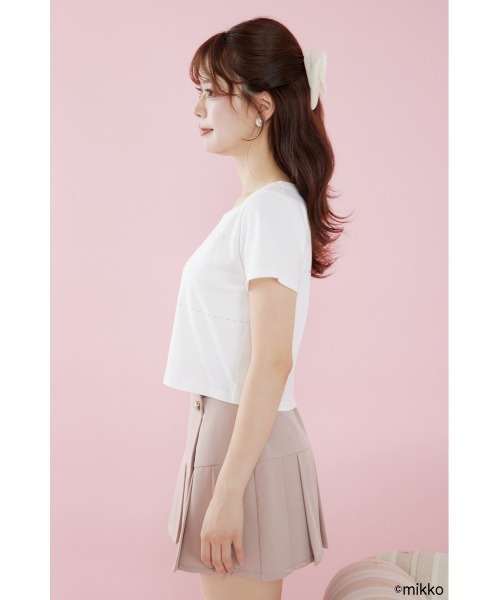 rienda(リエンダ)の「Lil ala mode Tシャツ 夏服 秋服(Tシャツ/カットソー・レディース・ホワイト/ピンク・FREE)」の4枚目の写真