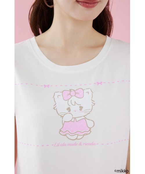rienda(リエンダ)の「Lil ala mode Tシャツ 夏服 秋服(Tシャツ/カットソー・レディース・ホワイト/ピンク・FREE)」の6枚目の写真