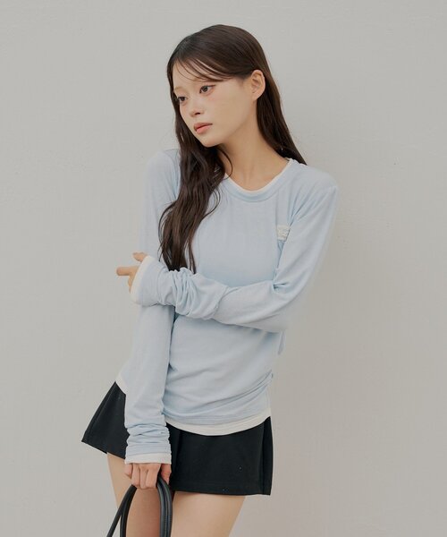 Chico(チコ)の「レイヤードシアーT(Tシャツ/カットソー・レディース・ブルー/アイボリー/グレー/ブラック・FREE)」の11枚目の写真