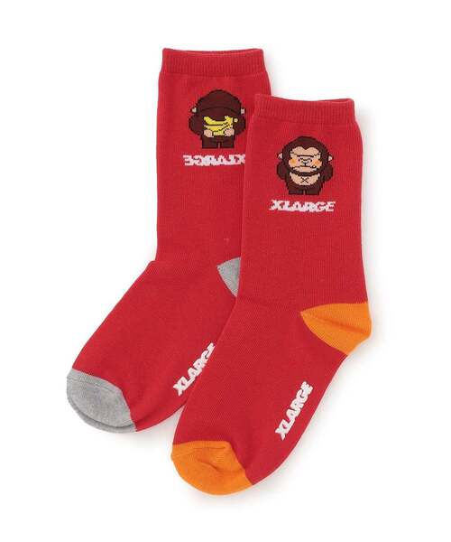XLARGE KIDS（エクストララージキッズ）の「バックスタイルファニーゴリラクルーソックス（ソックス/靴下・キッズ・ブラック/ホワイト/レッド・19-21cm/17-19cm/15-17cm/13-15cm）」の3枚目の写真