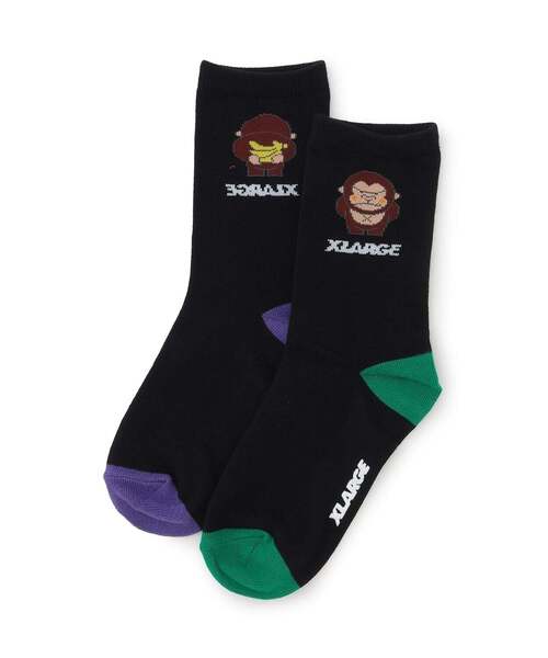 XLARGE KIDS（エクストララージキッズ）の「バックスタイルファニーゴリラクルーソックス（ソックス/靴下・キッズ・ブラック/ホワイト/レッド・19-21cm/17-19cm/15-17cm/13-15cm）」の2枚目の写真