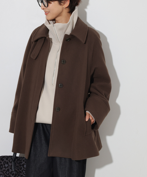 JOURNAL STANDARD relume(ジャーナルスタンダード レリューム)の「《追加 / 新色》尾州ウールスーパー100Aラインコート(ステンカラーコート・レディース・チャコールグレー/ブラック/ブラウン・38/36)」の3枚目の写真