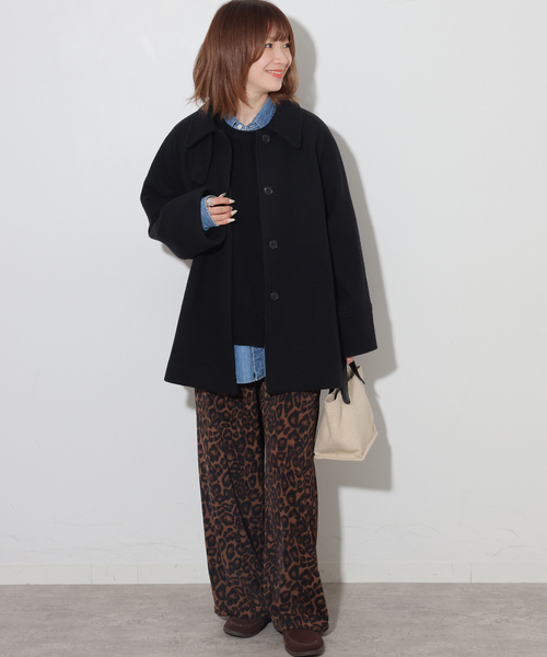 JOURNAL STANDARD relume(ジャーナルスタンダード レリューム)の「《追加 / 新色》尾州ウールスーパー100Aラインコート(ステンカラーコート・レディース・チャコールグレー/ブラック/ブラウン・38/36)」の4枚目の写真