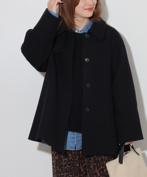 JOURNAL STANDARD relume(ジャーナルスタンダード レリューム)の「《追加 / 新色》尾州ウールスーパー100Aラインコート(ステンカラーコート・レディース・チャコールグレー/ブラック/ブラウン・38/36)」の7枚目の写真