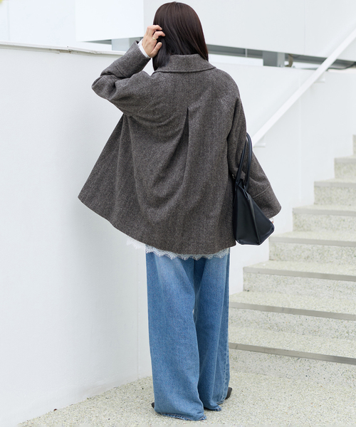 JOURNAL STANDARD relume(ジャーナルスタンダード レリューム)の「《追加 / 新色》尾州ウールスーパー100Aラインコート(ステンカラーコート・レディース・チャコールグレー/ブラック/ブラウン・38/36)」の12枚目の写真