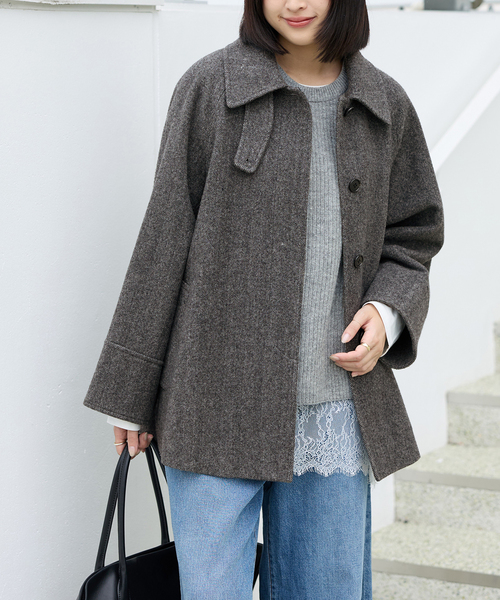 JOURNAL STANDARD relume(ジャーナルスタンダード レリューム)の「《追加 / 新色》尾州ウールスーパー100Aラインコート(ステンカラーコート・レディース・チャコールグレー/ブラック/ブラウン・38/36)」の13枚目の写真