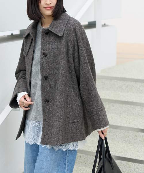 JOURNAL STANDARD relume(ジャーナルスタンダード レリューム)の「《追加 / 新色》尾州ウールスーパー100Aラインコート(ステンカラーコート・レディース・チャコールグレー/ブラック/ブラウン・38/36)」の14枚目の写真