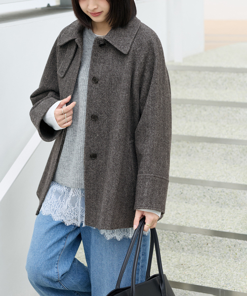 JOURNAL STANDARD relume(ジャーナルスタンダード レリューム)の「《追加 / 新色》尾州ウールスーパー100Aラインコート(ステンカラーコート・レディース・チャコールグレー/ブラック/ブラウン・38/36)」の15枚目の写真