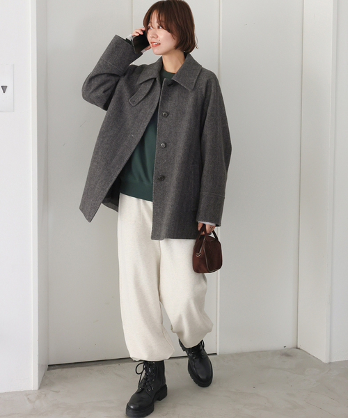 JOURNAL STANDARD relume(ジャーナルスタンダード レリューム)の「《追加 / 新色》尾州ウールスーパー100Aラインコート(ステンカラーコート・レディース・チャコールグレー/ブラック/ブラウン・38/36)」の18枚目の写真