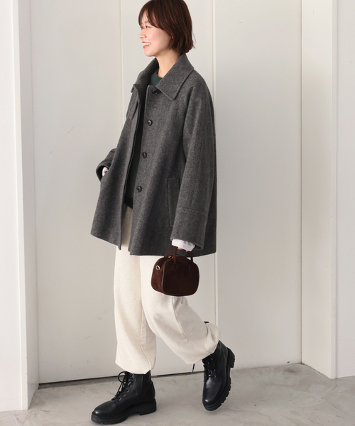 JOURNAL STANDARD relume(ジャーナルスタンダード レリューム)の「《追加 / 新色》尾州ウールスーパー100Aラインコート(ステンカラーコート・レディース・チャコールグレー/ブラック/ブラウン・38/36)」の19枚目の写真