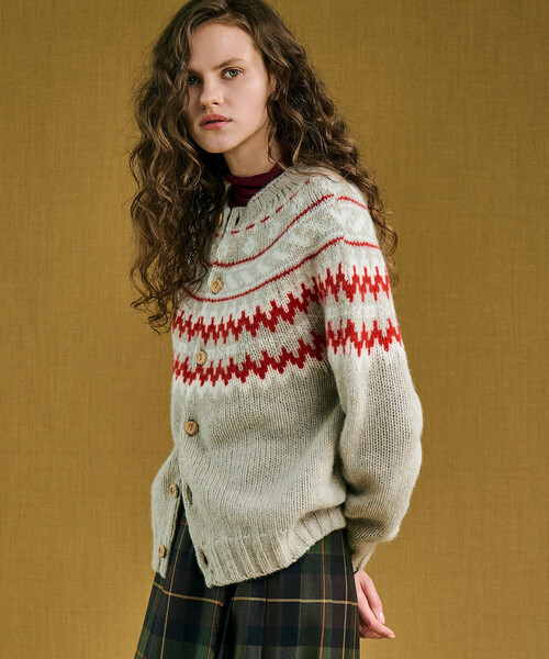 Morris & Sons（モリスアンドサンズ）の「MORRIS & SONS | チャンキーノルディックカーディガン WOMEN（カーディガン/ボレロ・レディース・グレー系その他2/グレー系その他/ホワイト系その他5・F）」の6枚目の写真