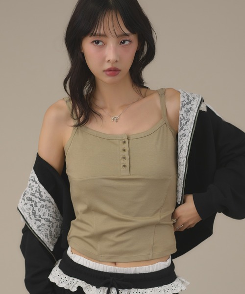 apres jour mignon(アプレジュールミニョン)の「ヘンリーネックキャミ(キャミソール・レディース・ライトブルー/カーキ/ブラウン系その他・フリー/LARGE)」の19枚目の写真