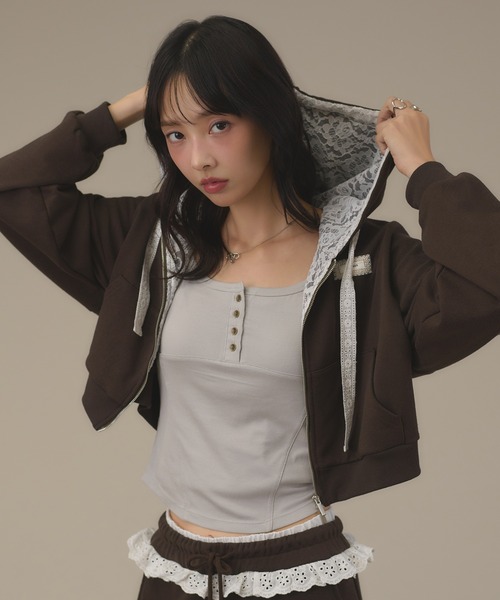 apres jour mignon(アプレジュールミニョン)の「ヘンリーネックキャミ(キャミソール・レディース・ライトブルー/カーキ/ブラウン系その他・フリー/LARGE)」の16枚目の写真