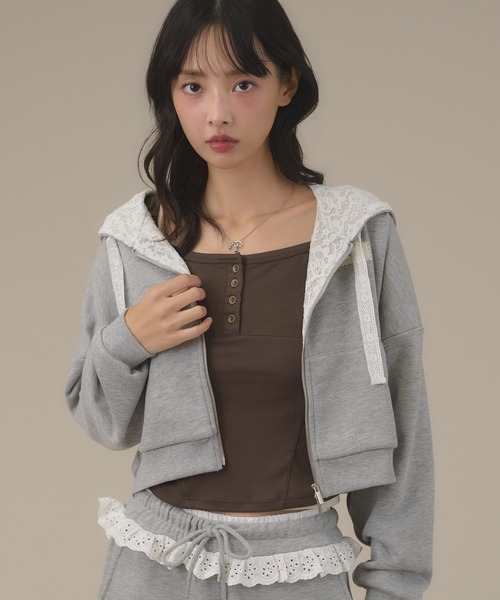 apres jour mignon(アプレジュールミニョン)の「ヘンリーネックキャミ(キャミソール・レディース・ライトブルー/カーキ/ブラウン系その他・フリー/LARGE)」の6枚目の写真