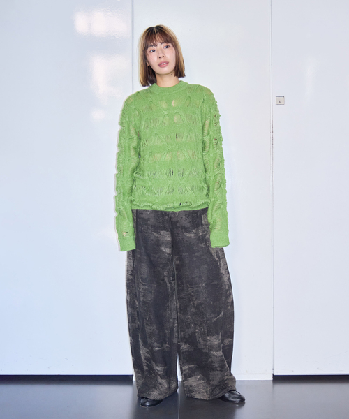 TAAKK(ターク)の「TAAKK MOHAIR TEXTURED KNIT SWEATER TA26AW-KN044:ニット(ニット/セーター・レディース・グリーン/ブラック・SMALL)」の5枚目の写真
