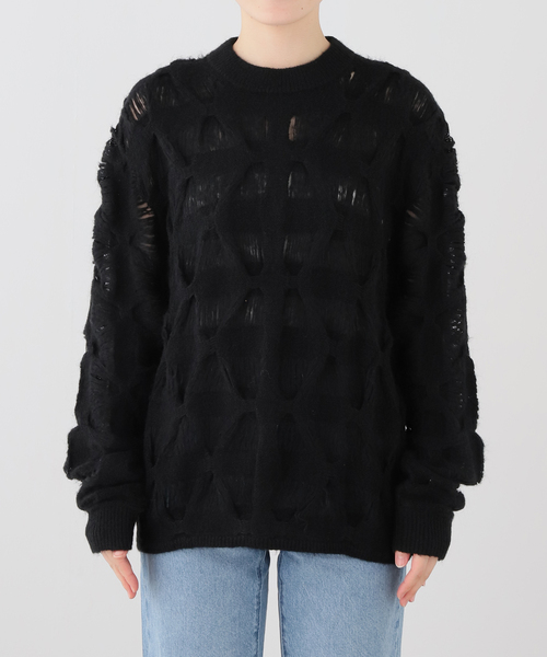 TAAKK(ターク)の「TAAKK MOHAIR TEXTURED KNIT SWEATER TA26AW-KN044:ニット(ニット/セーター・レディース・グリーン/ブラック・SMALL)」の10枚目の写真