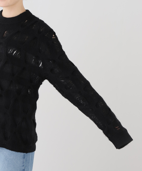 TAAKK(ターク)の「TAAKK MOHAIR TEXTURED KNIT SWEATER TA26AW-KN044:ニット(ニット/セーター・レディース・グリーン/ブラック・SMALL)」の13枚目の写真