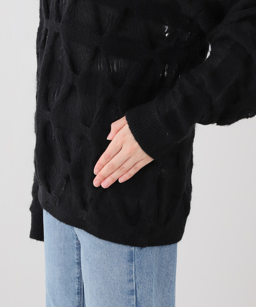 TAAKK(ターク)の「TAAKK MOHAIR TEXTURED KNIT SWEATER TA26AW-KN044:ニット(ニット/セーター・レディース・グリーン/ブラック・SMALL)」の14枚目の写真
