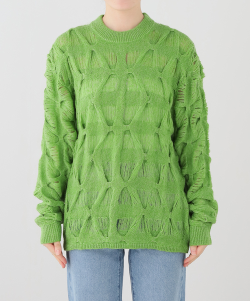 TAAKK(ターク)の「TAAKK MOHAIR TEXTURED KNIT SWEATER TA26AW-KN044:ニット(ニット/セーター・レディース・グリーン/ブラック・SMALL)」の18枚目の写真