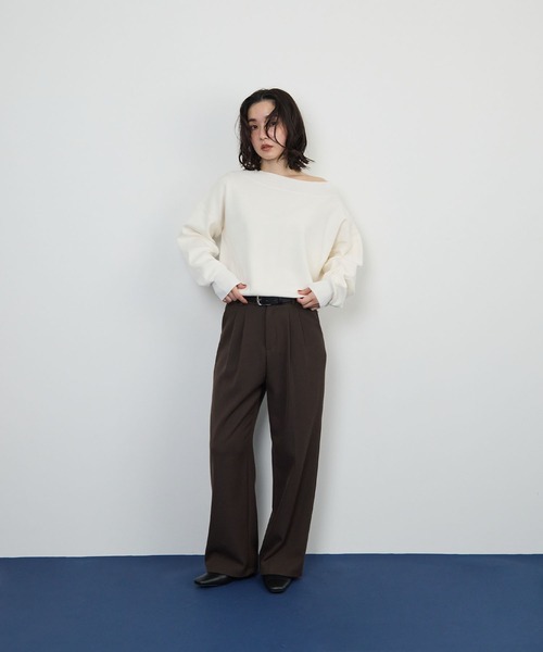 STELLA FISH(ステラフィッシュ)の「ボートネックオフショルニット(ニット/セーター・レディース・オフホワイト/ブラウン/ブラック・FREE)」の9枚目の写真