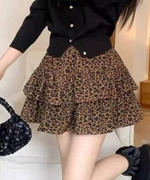 ヒョウ柄フリルミニスカート