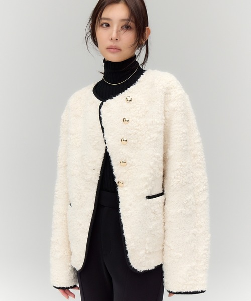anuans(アニュアンス)の「【WEB限定】ECOPEL パイピングボアジャケット(その他アウター・レディース・アイボリー・SMALL/MEDIUM)」の1枚目の写真