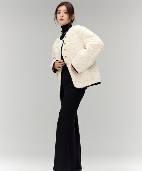 anuans(アニュアンス)の「【WEB限定】ECOPEL パイピングボアジャケット(その他アウター・レディース・アイボリー・SMALL/MEDIUM)」の2枚目の写真