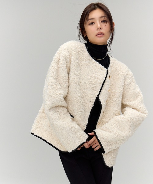 anuans(アニュアンス)の「【WEB限定】ECOPEL パイピングボアジャケット(その他アウター・レディース・アイボリー・SMALL/MEDIUM)」の3枚目の写真