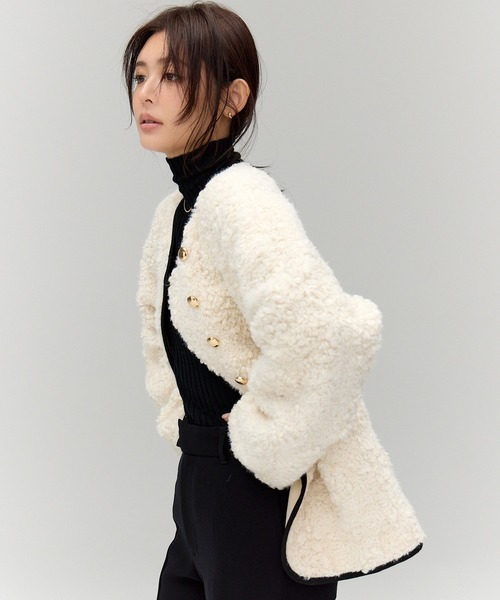 anuans(アニュアンス)の「【WEB限定】ECOPEL パイピングボアジャケット(その他アウター・レディース・アイボリー・SMALL/MEDIUM)」の4枚目の写真