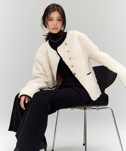 anuans(アニュアンス)の「【WEB限定】ECOPEL パイピングボアジャケット(その他アウター・レディース・アイボリー・SMALL/MEDIUM)」の7枚目の写真