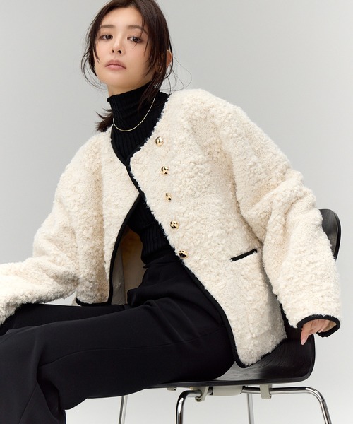 anuans(アニュアンス)の「【WEB限定】ECOPEL パイピングボアジャケット(その他アウター・レディース・アイボリー・SMALL/MEDIUM)」の9枚目の写真
