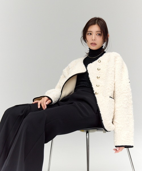 anuans(アニュアンス)の「【WEB限定】ECOPEL パイピングボアジャケット(その他アウター・レディース・アイボリー・SMALL/MEDIUM)」の8枚目の写真