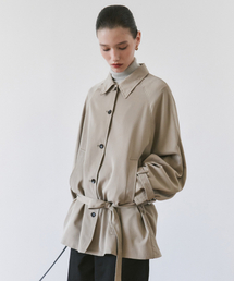 SIOT4203 オーバーサイズ FLUID ベルト付きジャケット_Ash beige