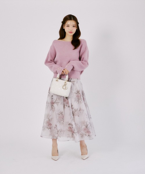 tocco closet(トッコ クローゼット)の「袖口ハート飾り釦セミオフショルラメ入りアンゴラタッチニットプルオーバー(ニット/セーター・レディース・オフホワイト/ブラウン/ピンク・M)」の20枚目の写真