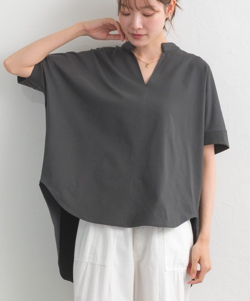 OMNES(オムネス)の「ドライタッチUVカットスキッパータックカットソー(Tシャツ/カットソー・レディース・チャコールグレー/グレー/ブルー・FREE)」の2枚目の写真