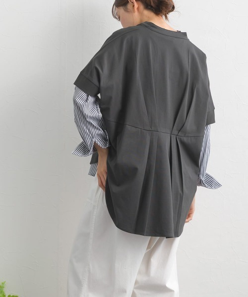 OMNES(オムネス)の「ドライタッチUVカットスキッパータックカットソー(Tシャツ/カットソー・レディース・チャコールグレー/グレー/ブルー・FREE)」の9枚目の写真