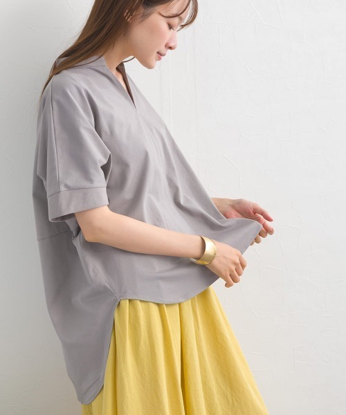 OMNES(オムネス)の「ドライタッチUVカットスキッパータックカットソー(Tシャツ/カットソー・レディース・チャコールグレー/グレー/ブルー・FREE)」の15枚目の写真