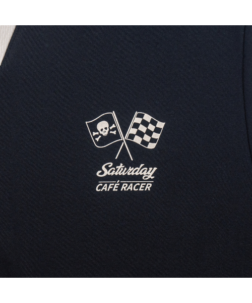 SATURDAY LEISURE CLUB(サタデーレジャークラブ)の「Saturday カフェレーサーロゴ レジャースウェットシャツ(ユニセックス) - ブラック&アイボリー(スウェット・レディース・その他・MEDIUM/LARGE/X-LARGE)」の5枚目の写真