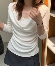Drape Neck Long Sleeve Tee / ドレープネックロングスリーブTシャツ