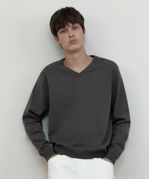 WEDNESDAY OASIS(ウェンズデーオアシス)の「ウォッシャブルソフトVネックニット_KHAKI BROWN(WCB6KN104)(ニット/セーター・メンズ・カーキブラウン・MEDIUM/LARGE)」の5枚目の写真