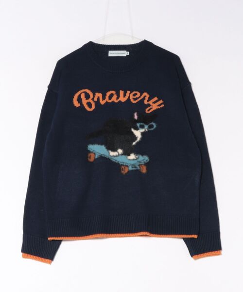 VICKY(ビッキー)の「ネコシャギージャガードニット(ニット/セーター・レディース・ピンク/ネイビー/アイボリー・M)」の1枚目の写真