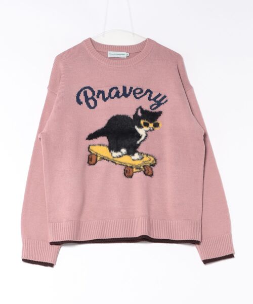 VICKY(ビッキー)の「ネコシャギージャガードニット(ニット/セーター・レディース・ピンク/ネイビー/アイボリー・M)」の3枚目の写真