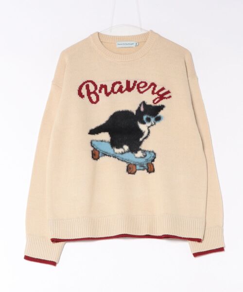 VICKY(ビッキー)の「ネコシャギージャガードニット(ニット/セーター・レディース・ピンク/ネイビー/アイボリー・M)」の2枚目の写真