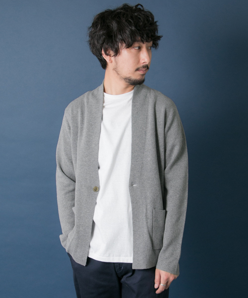 URBAN RESEARCH（アーバンリサーチ）の「UR 強撚ミラノリブ1Bカーディガン（カーディガン/ボレロ・メンズ・カーキ/ネイビー/ベージュ/グレー・LARGE/MEDIUM）」の2枚目の写真