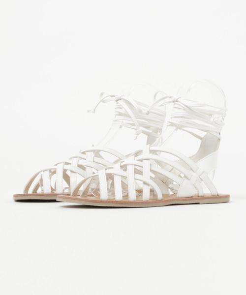 LBC(エルビーシー)の「メッシュ編み上げサンダル (サンダル・レディース・ホワイト/ブラウン・MEDIUM/LARGE)」の2枚目の写真