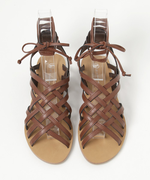 LBC(エルビーシー)の「メッシュ編み上げサンダル (サンダル・レディース・ホワイト/ブラウン・MEDIUM/LARGE)」の6枚目の写真