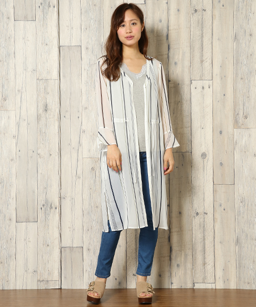 ikka(イッカ)の「楊柳プリントワンピース(ワンピース・レディース・オレンジ系その他/グリーン系その他/マスタード/ネイビー/ブラウン/ダークグレー・MEDIUM/LARGE)」の3枚目の写真